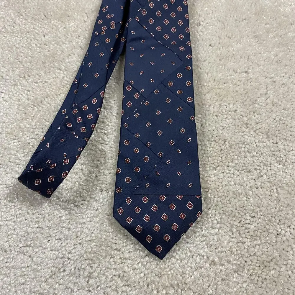 Robert Talbott Silk Tie Mens Blue Geometric Medallion Woven Carmel Pebble Beach